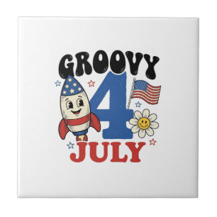 Groovy 4th of July Rocket Patriotic Shirt Design_1 Tile
