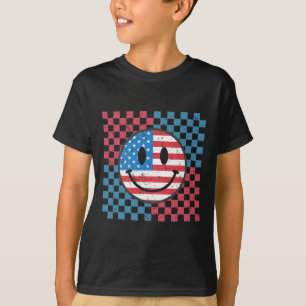 Groovy 4th Of July Smile Face Usa Flag Freedom T-Shirt