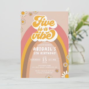 Groovy 5th Birthday Hippie Invitation