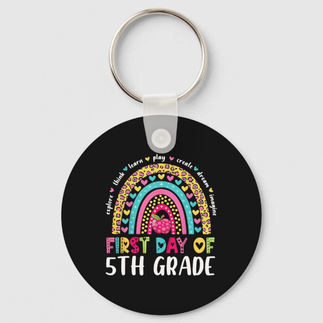 Groovy 5th Grade Back To School First Day Of Fifth Key Ring (Front)