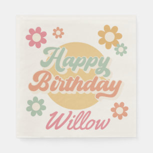 Groovy 60's 70's Flowers Birthday Party, Any Age Napkin