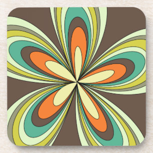 Groovy 60s 70s Hippie Flower Brown Retro Daisy  Coaster
