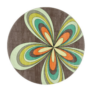 Groovy 60s 70s Hippie Flower Brown Retro Daisy Cutting Board
