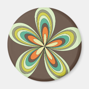 Groovy 60s 70s Hippie Flower Brown Retro Daisy  Magnet