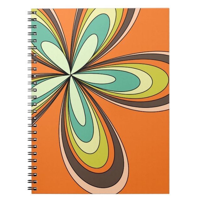 Groovy 60s 70s Hippie Flower Orange Retro Daisy Notebook (Front)