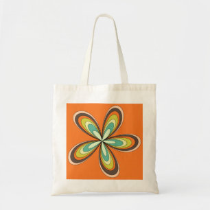 Groovy 60s 70s Hippie Flower Orange Retro Daisy Tote Bag