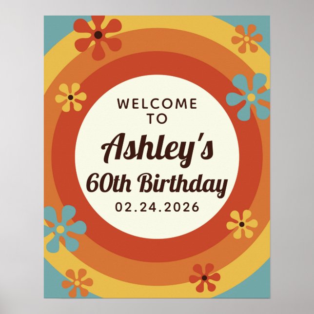 Groovy 60s Birthday Party Welcome Sign (Front)