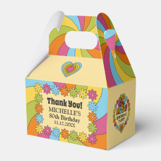 Groovy 60s Music Lovers 80th Birthday Party Favour Box