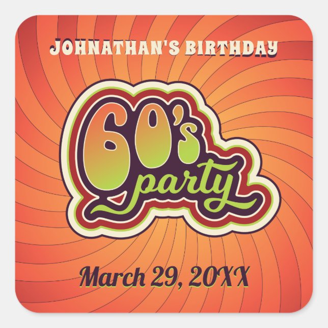 Groovy 60's Party Stickers (Front)