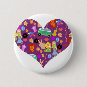 Groovy 60's Purple Love 6 Cm Round Badge