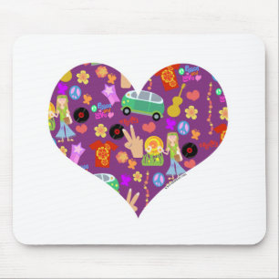 Groovy 60s Purple Love Mouse Mat