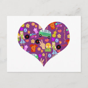 Groovy 60s Purple Love Postcard