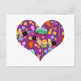 Groovy 60s Purple Love Postcard
