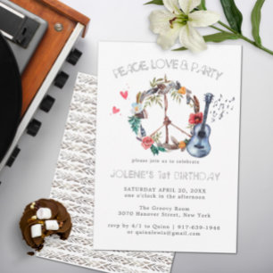 Groovy 60s Themed Birthday Party Boho Invitation