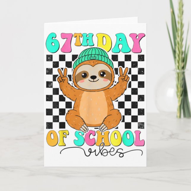 Groovy 67 Days Of School Funny 67 Students Peace S Card (Front)
