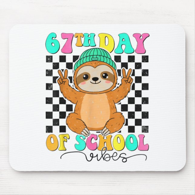 Groovy 67 Days Of School Funny 67 Students Peace S Mouse Mat (Front)