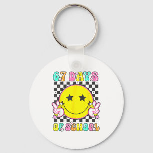 Groovy 67 Days Of School Smile Face Teacher Kids W Key Ring