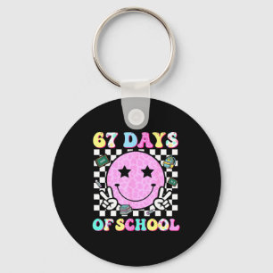 Groovy 67 Days Of School Smile Face Teacher Kids W Key Ring