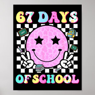 Groovy 67 Days Of School Smile Face Teacher Kids W Poster