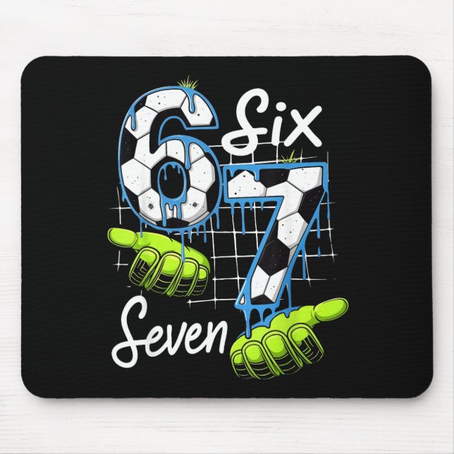 Groovy 67 Soccer Field Six Seven Funny Meme Drip _ Mouse Mat (Front)