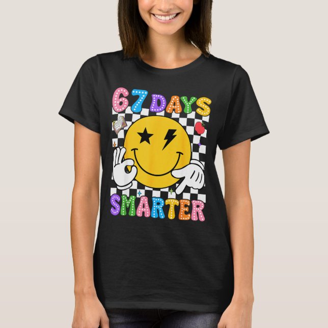 Groovy 67th Day Of School Shirt 67 Days Smarter Te (Front)