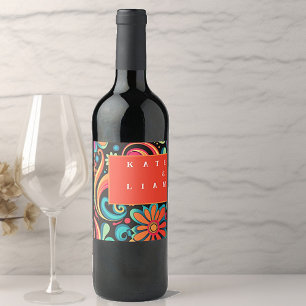 Groovy 70’s vibrant style wine label