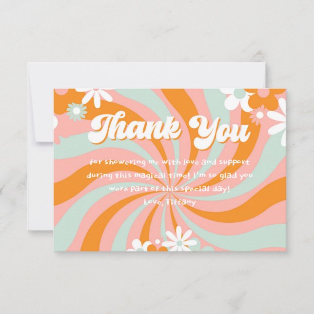 Groovy 70s Baby Shower Thank You (Front)