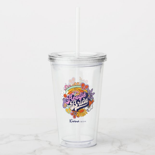Groovy 70s Bachelorette Boogie Bride ID929 Acrylic Tumbler (Front)