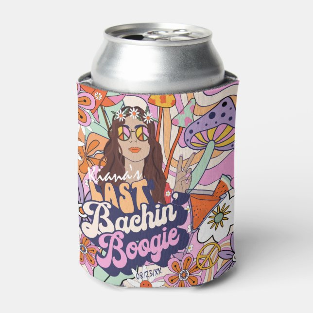Groovy 70s Bachelorette Last Bachin' Boogie ID929  Can Cooler (Can Front)