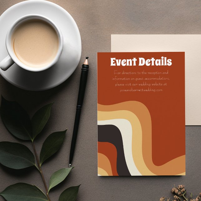 Groovy 70s Burnt Orange Boho Wedding Event Details Enclosure Card (Creator Uploaded)