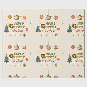 Groovy 70s Christmas Party Wrapping Paper