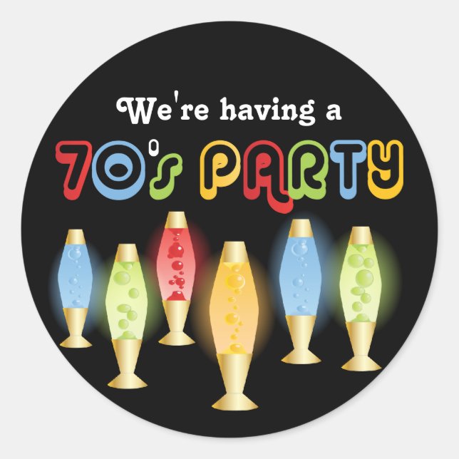 Groovy 70s classic round sticker (Front)