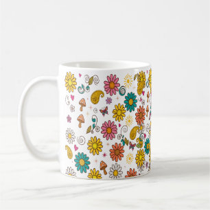 Groovy 70s Daisy Flower Power Pattern Coffee Mug