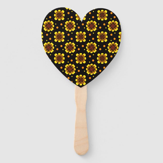 Groovy 70s Daisy Flower Power Pattern Hand Fan (Front)
