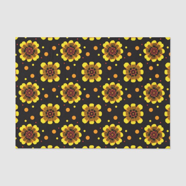 Groovy 70s Daisy Flower Power Pattern Tissue Paper (Front)