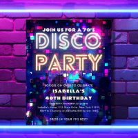Groovy 70's Disco Party Birthday Budget Invitation