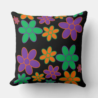 Groovy 70s Flower Design Pillow
