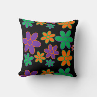 Groovy 70s Flower Style Throw Pillow