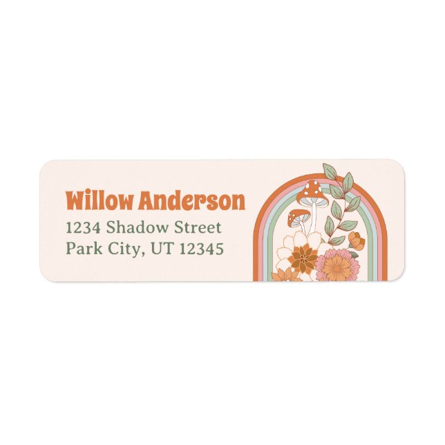 Groovy 70s Hippie Baby Shower Address Labels (Front)