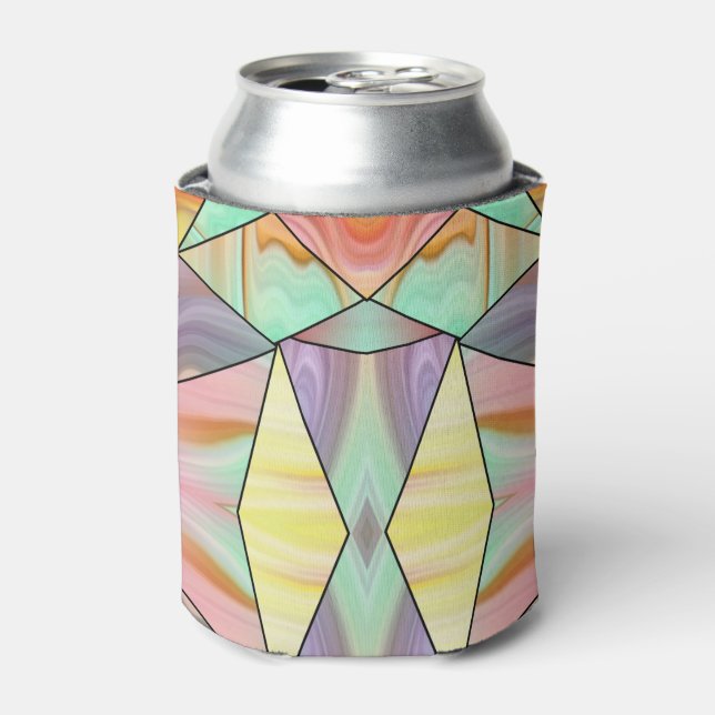 Groovy 70s Pink purple and teal Marble pattern Can Cooler (Can Front)
