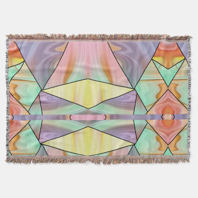 Groovy 70s Pink purple and teal Marble pattern Throw Blanket (Front)