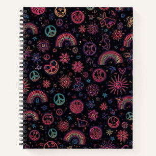 Groovy 70s Psychedelic Tumbler Smiley Faces Notebook