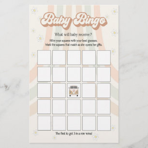 groovy 70s retro baby shower game, baby bingo