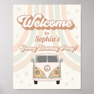 groovy 70s retro birthday party welcome sign