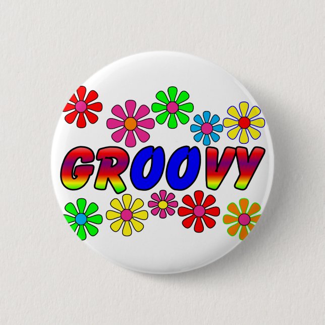 Groovy 70's Retro Flower Power Gifts 6 Cm Round Badge (Front)