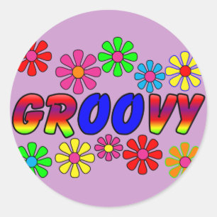Groovy 70's Retro Flower Power Gifts Classic Round Sticker
