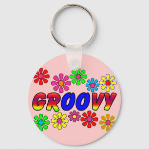 Groovy 70's Retro Flower Power Gifts Key Ring