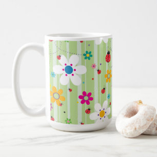 Groovy 70s Retro Hippie Flower Power Ladybug Coffee Mug