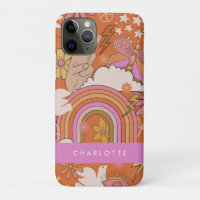 Groovy 70s Retro Hippie Peace Orange Bohemian