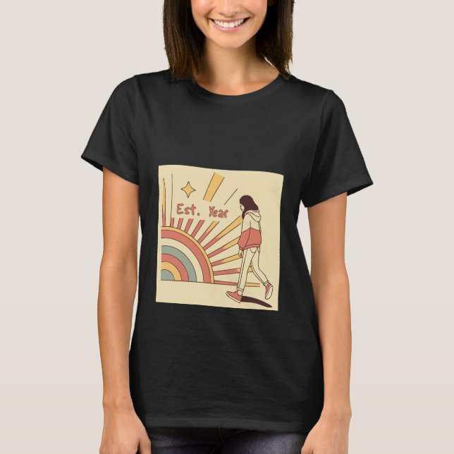 Groovy 70s Retro Striped Number Vintage T-Shirt (Front)